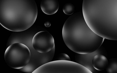 Siyah kürelerin soyut arkaplanı.