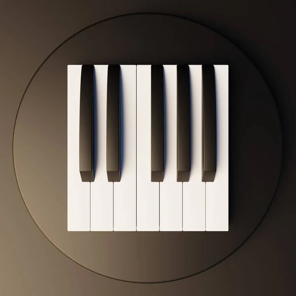 Top View Piano Keyboard Octave Black Circular Base Rendering — Stock Fotó
