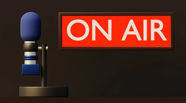 Air Today Broadcast Begins Radio Television Studio Rendering — Stockfoto