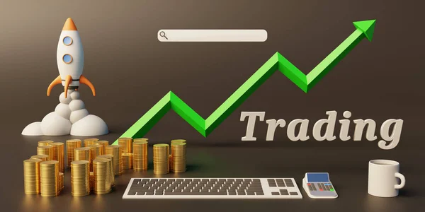 Ascending Chart Stock Market Financial Data Trading Success Rendering — Stock Photo, Image