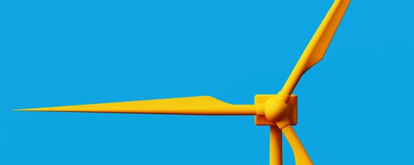 Close Monochrome Orange Wind Turbine Blue Background Renewable Energy Copy — Fotografia de Stock