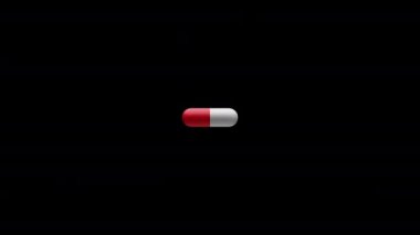 Close-up of a capsule opening and releasing a drug substance that spreads chaotically. The pharmaceutical industry develops a drug with nanotechnology. 3d rendering with black background.