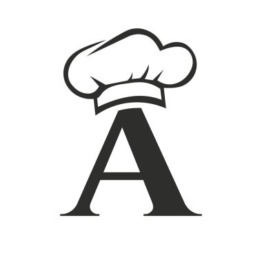 Şef Şapka Vektör Şablonu ile Restoran Logosu Konsepti Restoran Şefi Şapka Logosu Sembolü