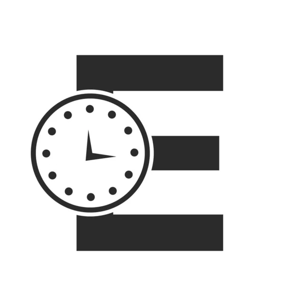 Modèle Vectoriel Conception Logo Horloge Lettre — Image vectorielle