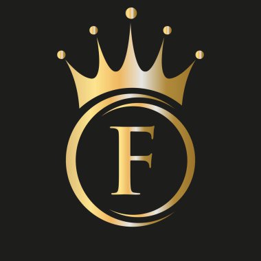 F Crown Logosu. Spa, Yoga, Güzellik, Moda, Yıldız, Zarif, Lüks İşaret İçin Kraliyet Taç Logosu