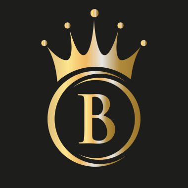 B harfi Crown Logosu. Spa, Yoga, Güzellik, Moda, Yıldız, Zarif, Lüks İşaret İçin Kraliyet Taç Logosu
