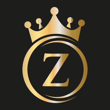 Z harfi Crown Logosu. Spa, Yoga, Güzellik, Moda, Yıldız, Zarif, Lüks İşaret İçin Kraliyet Taç Logosu