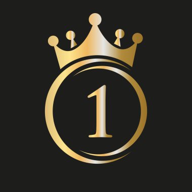 Letter 1 Crown Logo. Royal Crown Logo for Spa, Yoga, Beauty, Fashion, Star, Elegant, Luxury Sign