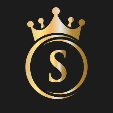 S Crown Logosu. Spa, Yoga, Güzellik, Moda, Yıldız, Zarif, Lüks İşaret İçin Kraliyet Taç Logosu