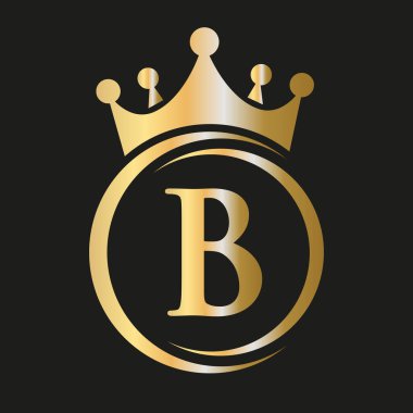 B harfi Crown Logosu. Spa, Yoga, Güzellik, Moda, Yıldız, Zarif, Lüks İşaret İçin Kraliyet Taç Logosu