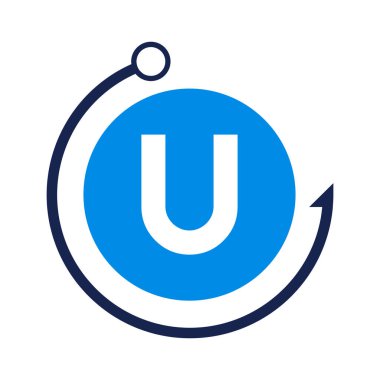 U harfi balıkçılık logosu tasarım şablonu. U Mektubunda Balıkçılık Kulübü logosu