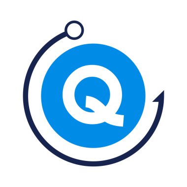 Q Harfi Balıkçılık Logosu Şablonu. Q harfi üzerinde Balıkçılık Kulübü logosu