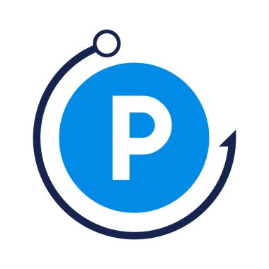 P Harfi Balık Logosu Tasarım Şablonu. P harfi üzerindeki Balıkçılık Kulübü logosu