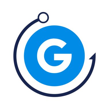G harfi balıkçılık logosu tasarım şablonu. G harfi üzerinde Balıkçılık Kulübü logosu