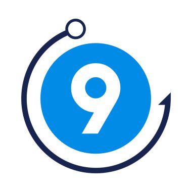 Harf 9 Balıkçılık Logosu Tasarım Şablonu. 9. mektup üzerindeki Balıkçılık Kulübü logosu