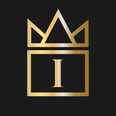 Luxury Letter I with Crown Logo for Cosmetic, Boutique, Hotel Identity Concept Vector
