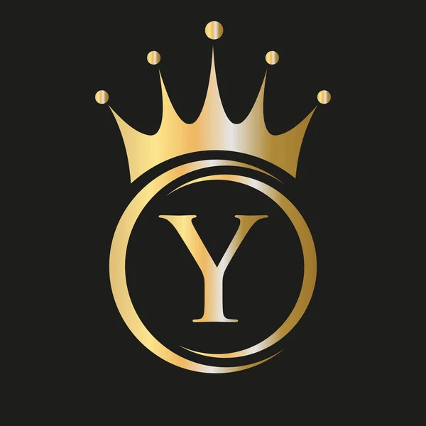 Harfi Crown Logosu Spa Yoga Güzellik Moda Yıldız Zarif Lüks — Stok Vektör