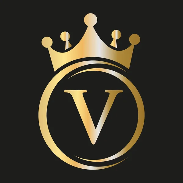 Harfli Crown Logosu Spa Yoga Güzellik Moda Yıldız Zarif Lüks — Stok Vektör