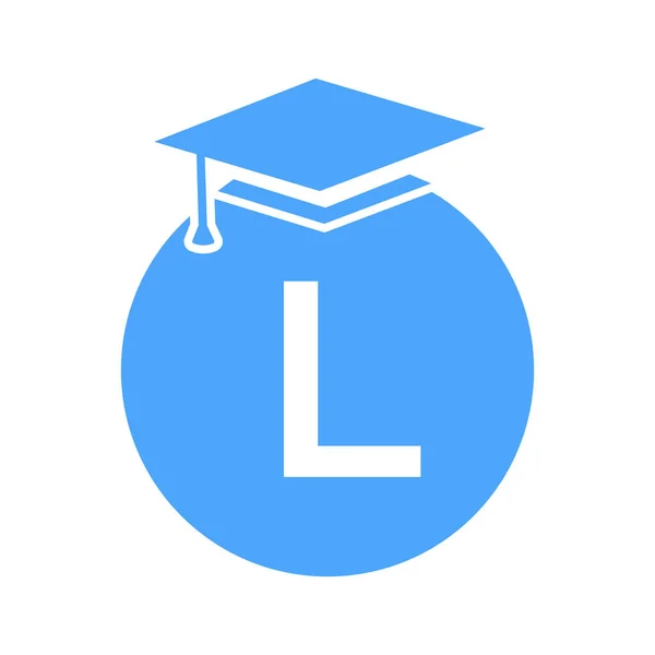 Levél Education Logo Sablon Oktatási Logotípus Koncepció Oktatási Érettségi Sapkával — Stock Vector