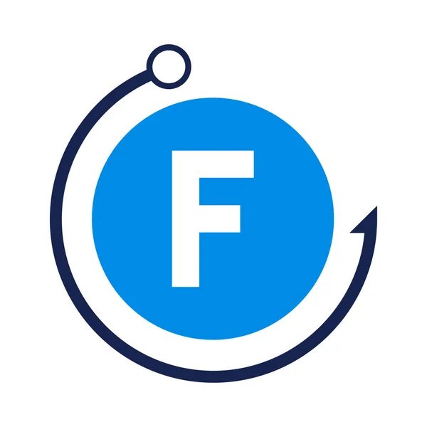 Letter Fishing Logo Design Template Fishing Club Logo Letter Concept — Stock Vector