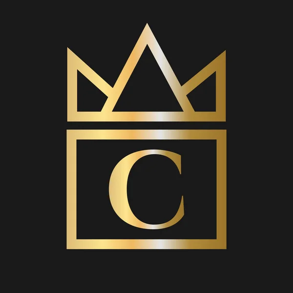Luxury Letter Crown Logo Cosmetic Boutique Hotel Identity Concept Vector — ストックベクタ