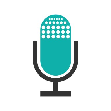 Radyo mikrofon vektör simgesi. Tasarım için Podcast simgesi