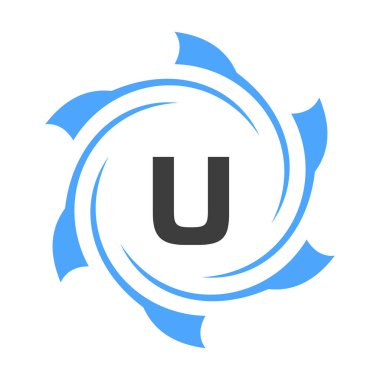 İşletme ve Kurumsal Logo İşareti. Çember Vektör Şablonlu Teknoloji Logosu Konsepti