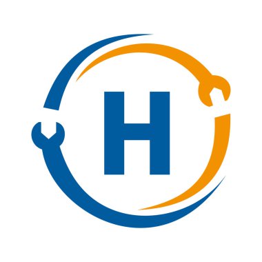 Harf H Tamir Logosu. İş, Şirket ve İnşaat Sanayii için Ev Hizmetleri Aracı, Araba Tamir Şablonu