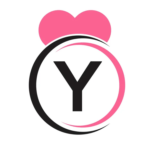 Počáteční Písmeno Logo Ikonou Lásky Nebo Znakem Srdce Šabloně Vektoru — Stockový vektor