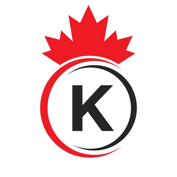 Letter Maple Leaf Logo Template Symbol Canada Minimal Canadian Business — 스톡 벡터