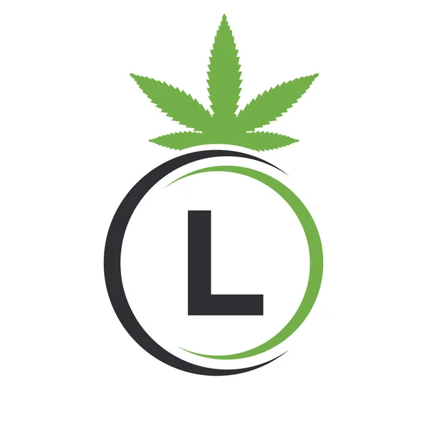 Letter Marijuana Logo Cannabis Logo Sign Concept Alphabet Symbol Therapy — Stockvektor
