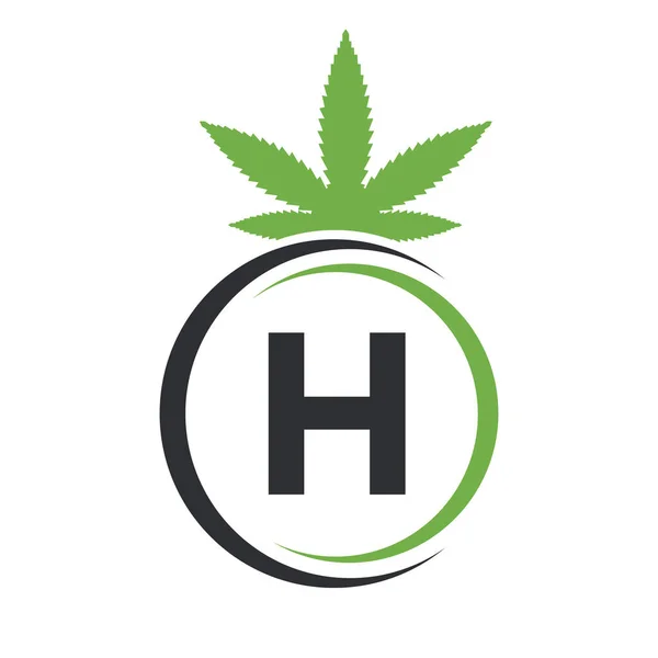 Letter Marijuana Logo Cannabis Logo Sign Concept Alphabet Symbol Therapy — Wektor stockowy