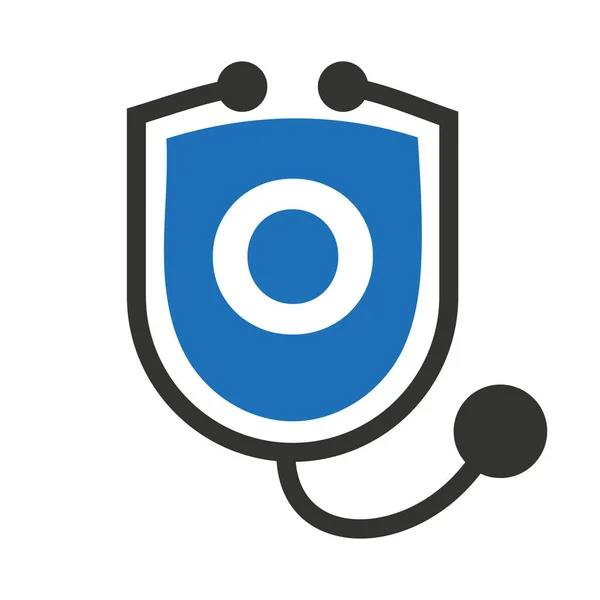 Letter Healthcare Logo Doctor Medical Logotype Letter Concept Shield Stethoscope — Stock Vector