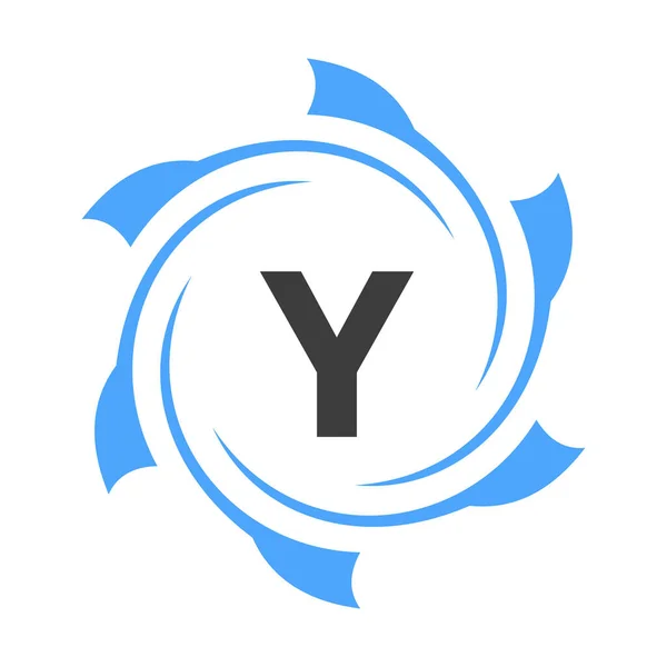 Letter Business Corporate Logo Sign Technology Logo Concept Circle Vector — Vetor de Stock