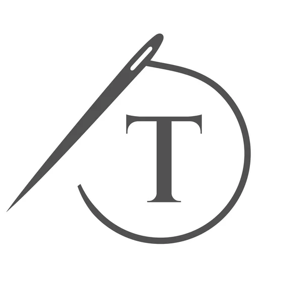 Letter Tailor Logo Needle Thread Logotype Garment Embroider Textile Fashion — Stock Vector