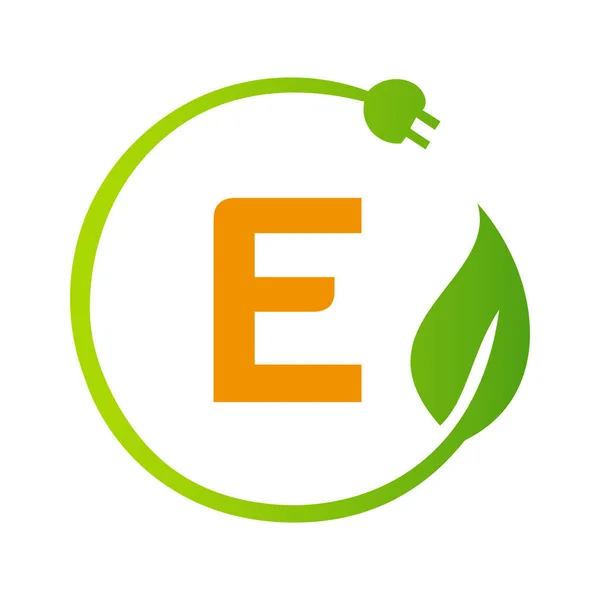 Buchstabe Green Energy Electrical Plug Logo Vorlage Elektrische Steckersignalkonzepte Mit — Stockvektor