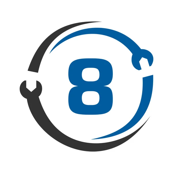 Логотип Ремонта Буквы Инструмент Бытовых Услуг Ремонт Автомобилей Шаблон Бизнеса — стоковый вектор
