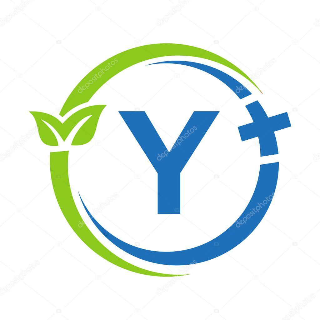 Letter Y Healthcare Logo. Doctor Logo on Alphabet Y Sign. Medical Pharmacy Plus Symbol Design