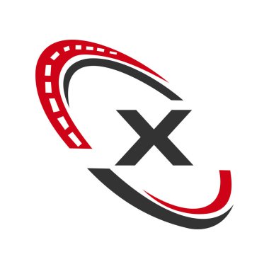 Harf X Taşıma İşareti, Ulaşım Logosu Tasarım Şablonu. Otomotiv Spor Yolu Logosu Elemanı