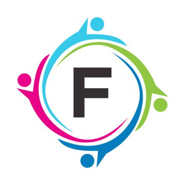F Harfi Takım Logosu Birlik Sembolü. Yardım İşareti Halk Sağlığı Sendikası Logosu