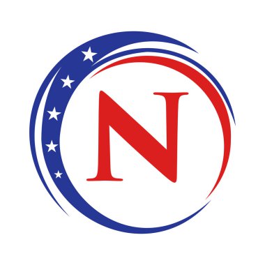 Amerikan Logosu A.B.D. Bayrağı. Vatansever Amerikan Logosu Şablonu Üzerine Tasarım