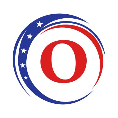 Amerika Logosu A.B.D. Bayrağı. Vatansever Amerikan Logosu O Şablonu Tasarımı