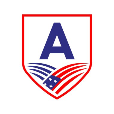 Amerikan Tarım Logosu Şablonu. Alfabe A Konseptinde Usa Tarım Logosu