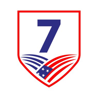 Harf 7 Amerikan Tarım Logosu Şablonu. Usa Tarım Logosu Alfabe 7 Konsepti