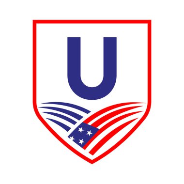 Letter U American Agriculture Logo Template. Usa Agriculture Logotype On Alphabet U Concept