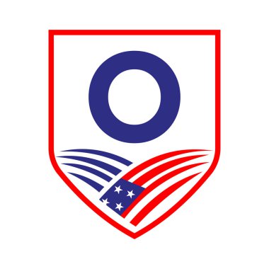 O harfi Amerikan Tarım Logosu Şablonu. Alfabe O Kavramında Usa Tarım Logosu