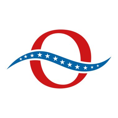 Amerika Logosu A.B.D. Bayrağı. Vatansever Amerikan iş logosu O Şablonu Tasarımı