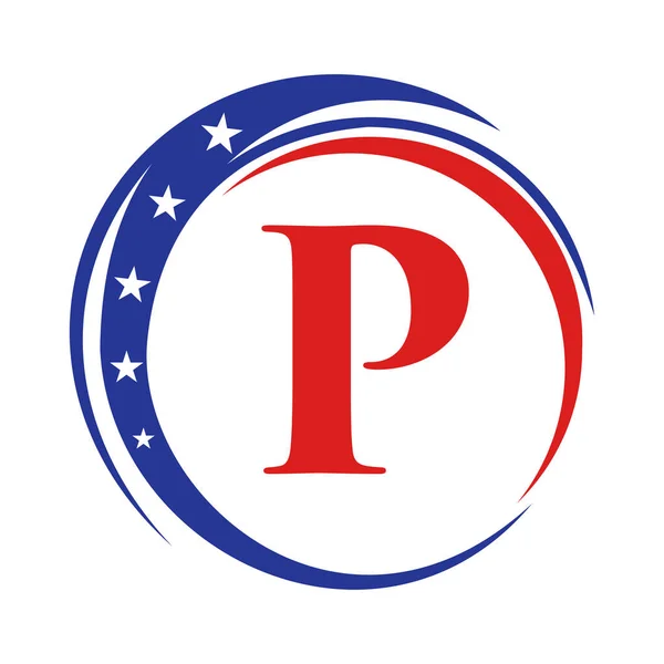 Letter Amerika Logo Usa Flag Patriotický Americký Vzor Loga Šabloně — Stockový vektor