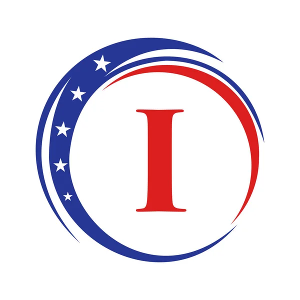 Letter America Logo Usa Flag Patriotic American Logo Design Letter — Archivo Imágenes Vectoriales