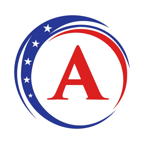 Letter America Logo Usa Flag Patriotic American Logo Design Letter — Archivo Imágenes Vectoriales